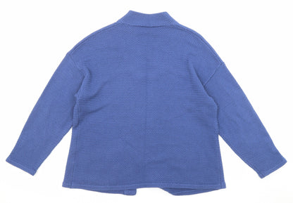 Womens UK Size 4 Marble Blue Cardigan Jumper