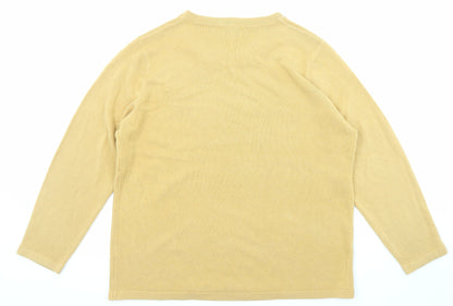 Womens UK Size XL Text Yellow Pullover Jumper