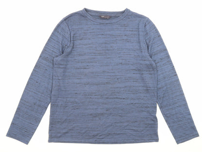 Marks and Spencer Womens Blue Boat Neck Polyester Pullover Jumper Size 14