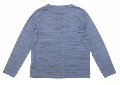 Marks and Spencer Womens Blue Boat Neck Polyester Pullover Jumper Size 14