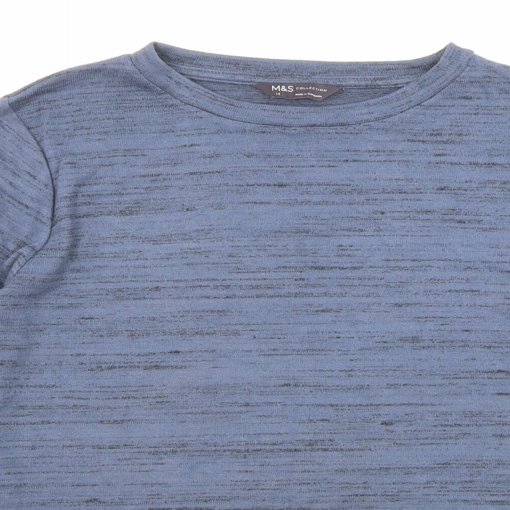 Marks and Spencer Womens Blue Boat Neck Polyester Pullover Jumper Size 14