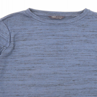 Marks and Spencer Womens Blue Boat Neck Polyester Pullover Jumper Size 14