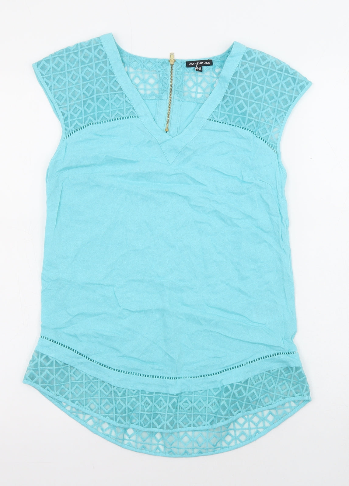 Womens UK Size 10 Warehouse Blue Basic Blouse