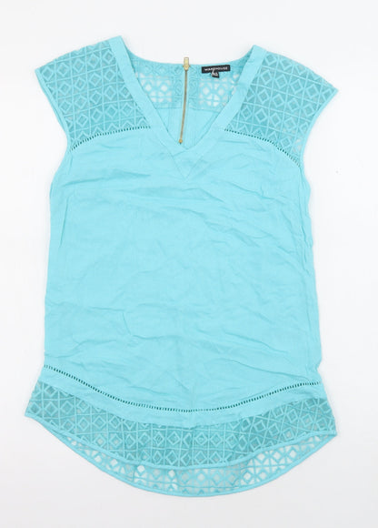 Womens UK Size 10 Warehouse Blue Basic Blouse