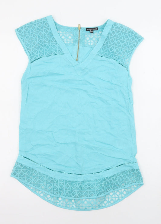 Womens UK Size 10 Warehouse Blue Basic Blouse