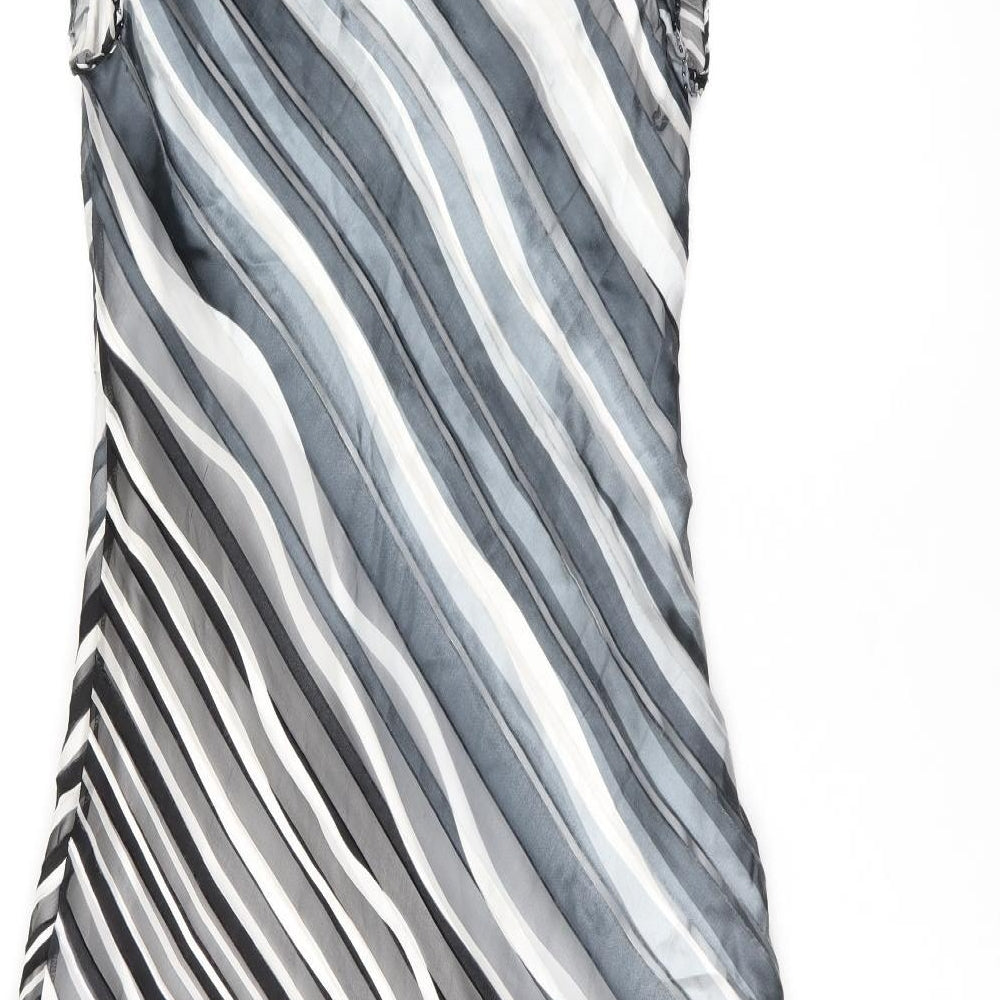 CC Womens Grey Striped Viscose Shift Size 10 V-Neck Pullover