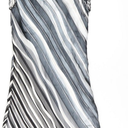 CC Womens Grey Striped Viscose Shift Size 10 V-Neck Pullover