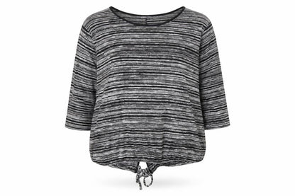 Daisy Eldridge Womens Grey Striped Polyester Jersey T-Shirt Size XL Round Neck