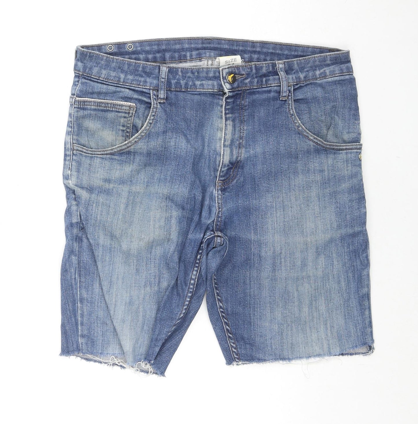 Monkeegenes Mens Blue Cotton Chino Shorts Size 34 in L10 in Regular Zip