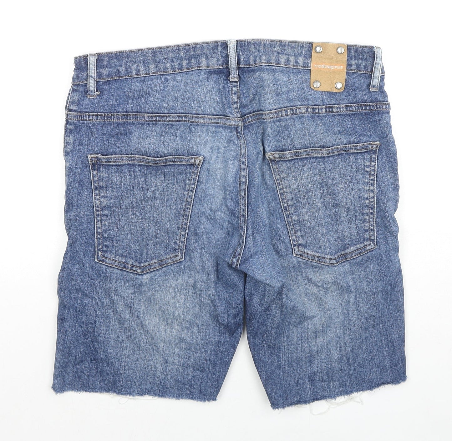 Monkeegenes Mens Blue Cotton Chino Shorts Size 34 in L10 in Regular Zip