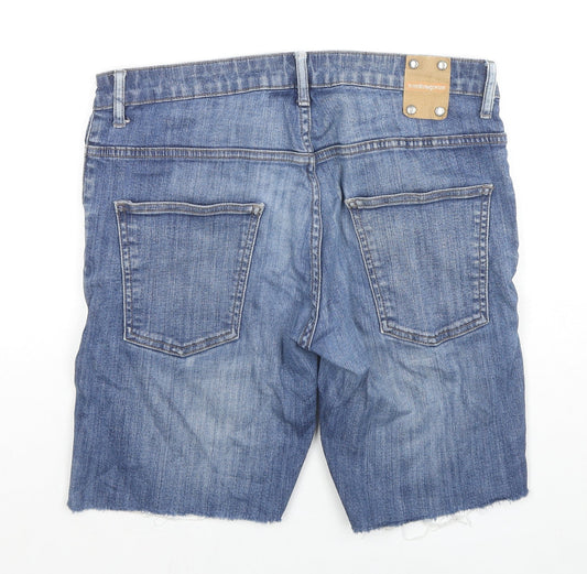 Monkeegenes Mens Blue Cotton Chino Shorts Size 34 in L10 in Regular Zip