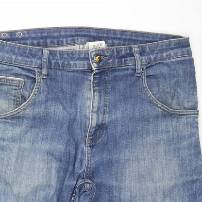 Monkeegenes Mens Blue Cotton Chino Shorts Size 34 in L10 in Regular Zip