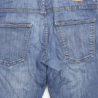 Monkeegenes Mens Blue Cotton Chino Shorts Size 34 in L10 in Regular Zip