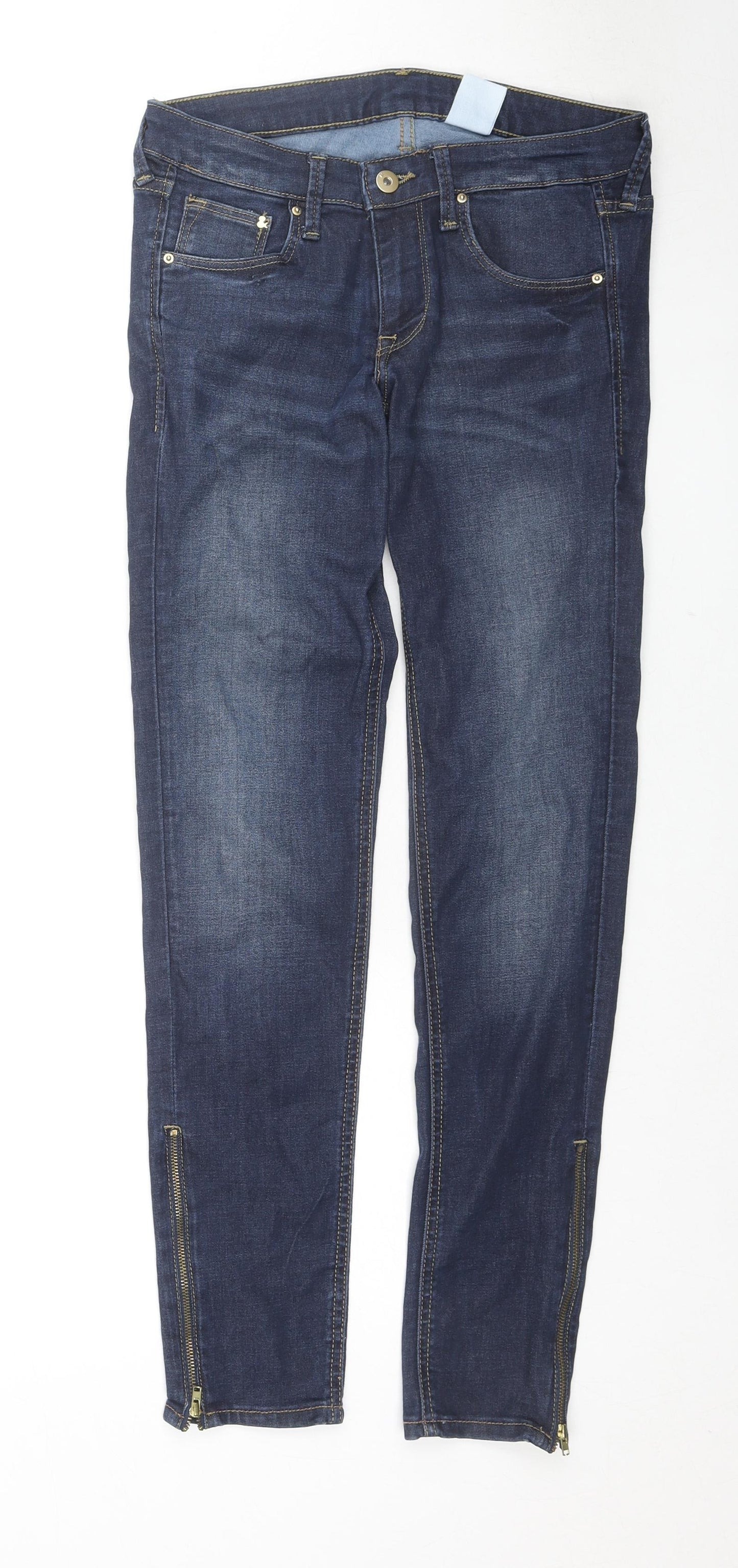 Womens UK Size 29 in H&M Regular Fit Skinny Blue Jeans