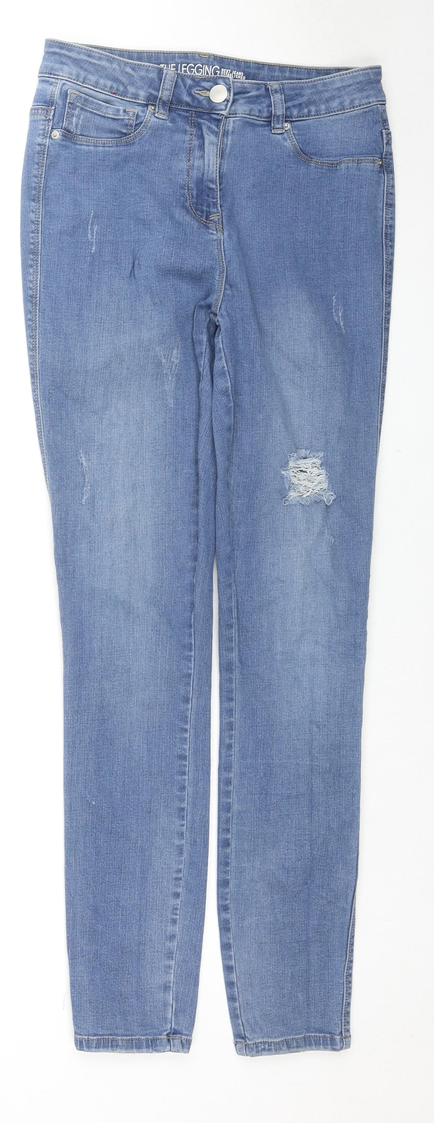 NEXT Womens Blue Cotton Skinny Jeans Size 10 L28 in Regular Zip