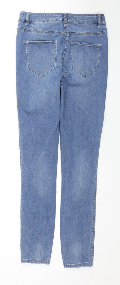 NEXT Womens Blue Cotton Skinny Jeans Size 10 L28 in Regular Zip