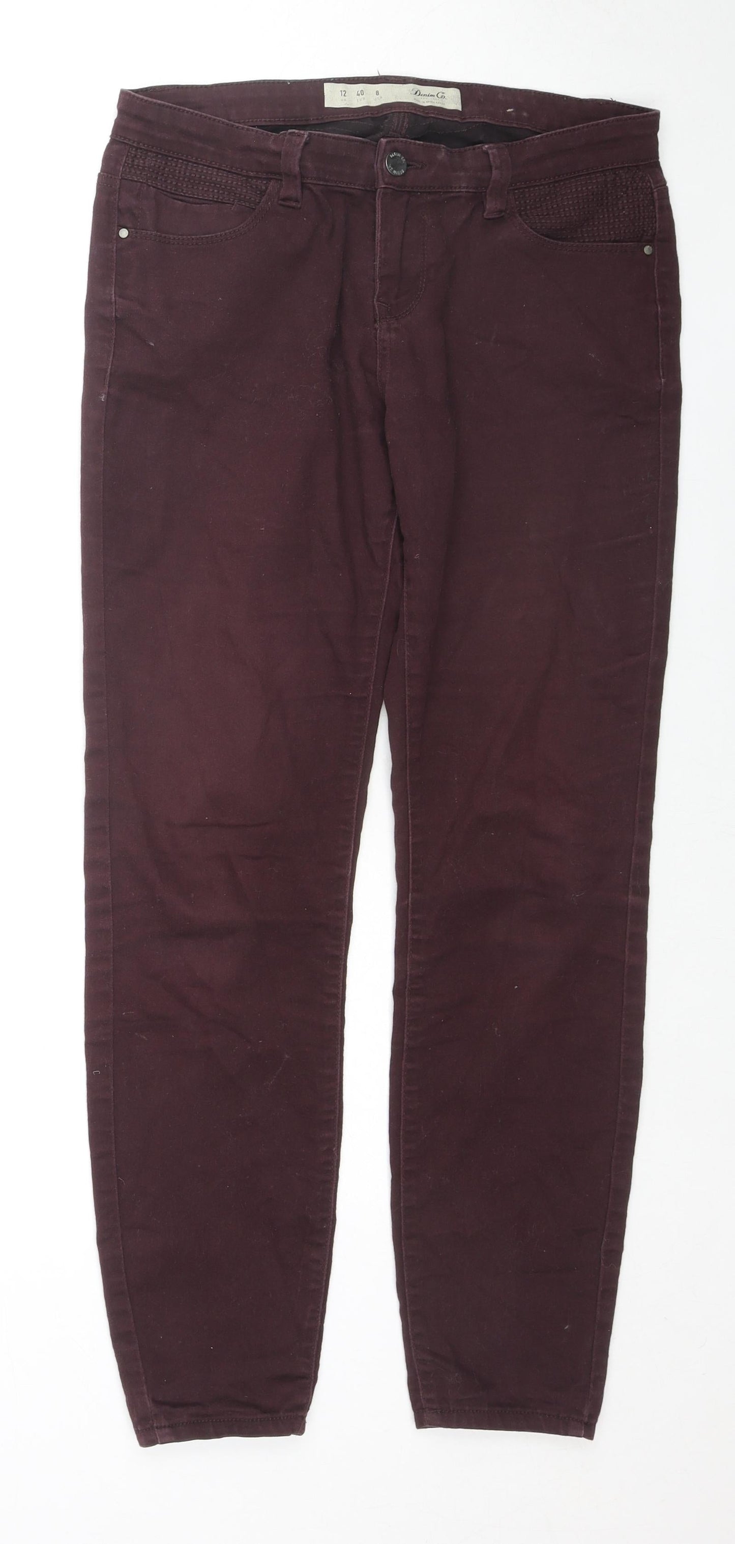 Denim & Co. Womens Red Cotton Skinny Jeans Size 12 L28 in Regular Zip