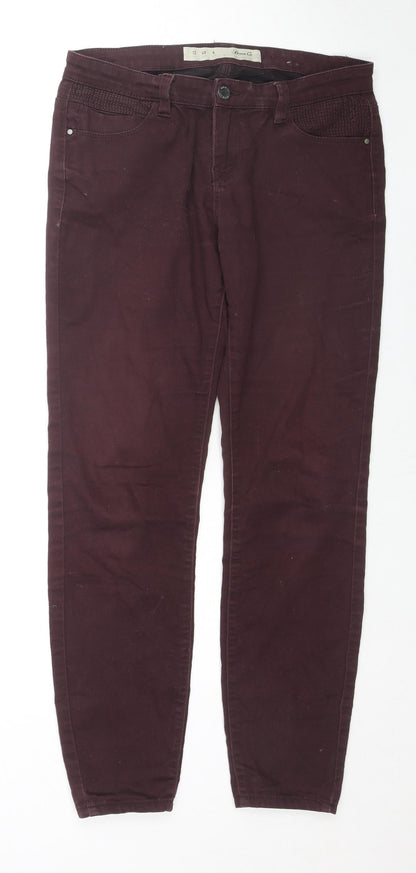 Denim & Co. Womens Red Cotton Skinny Jeans Size 12 L28 in Regular Zip