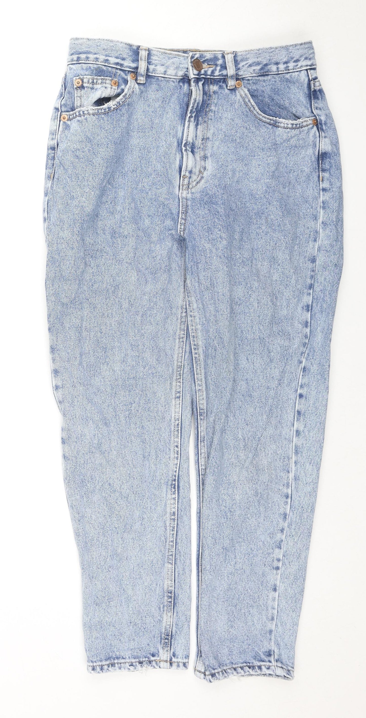 Pull&Bear Womens Blue Cotton Straight Jeans Size 10 L24 in Regular Zip