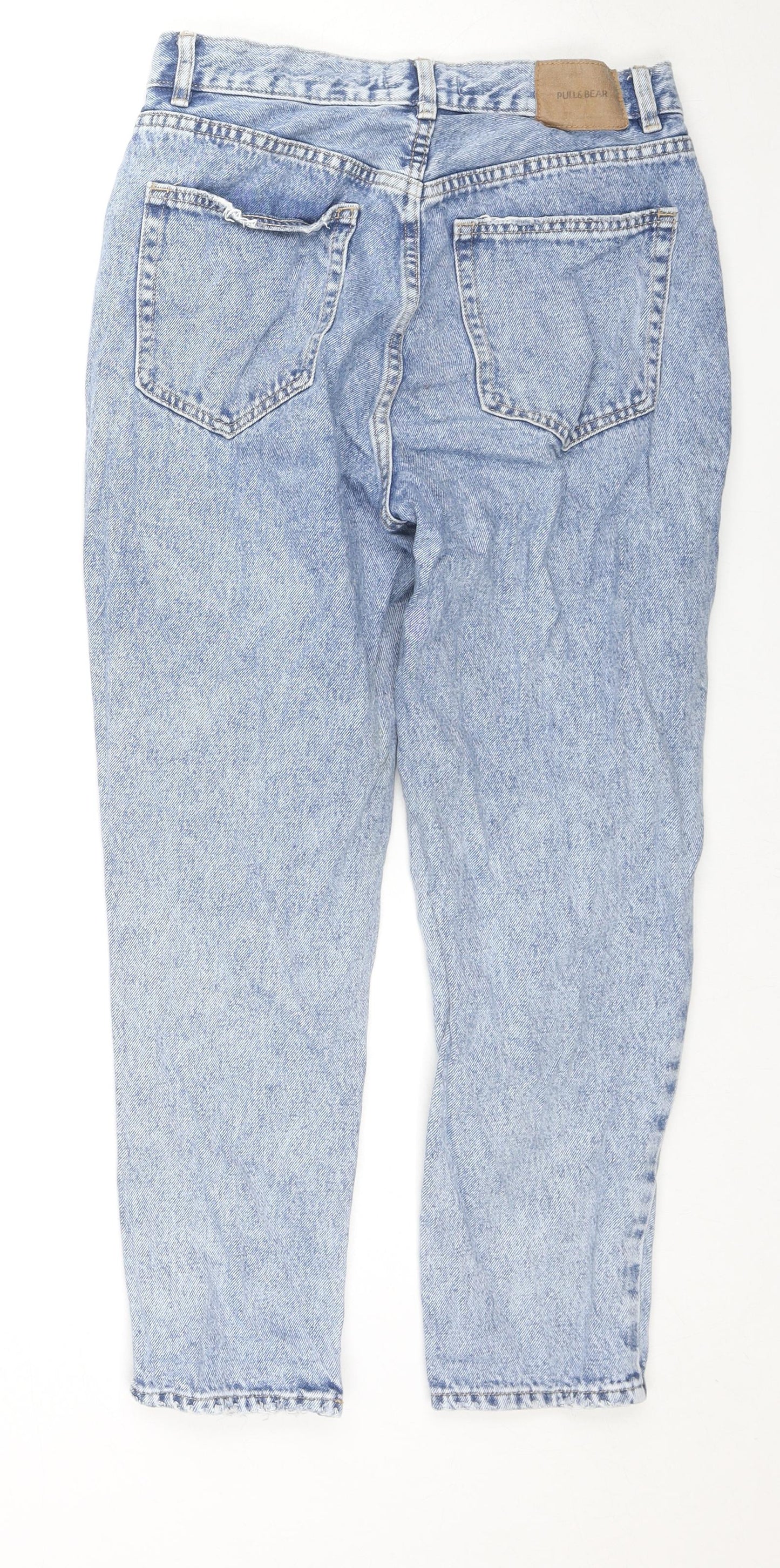 Pull&Bear Womens Blue Cotton Straight Jeans Size 10 L24 in Regular Zip
