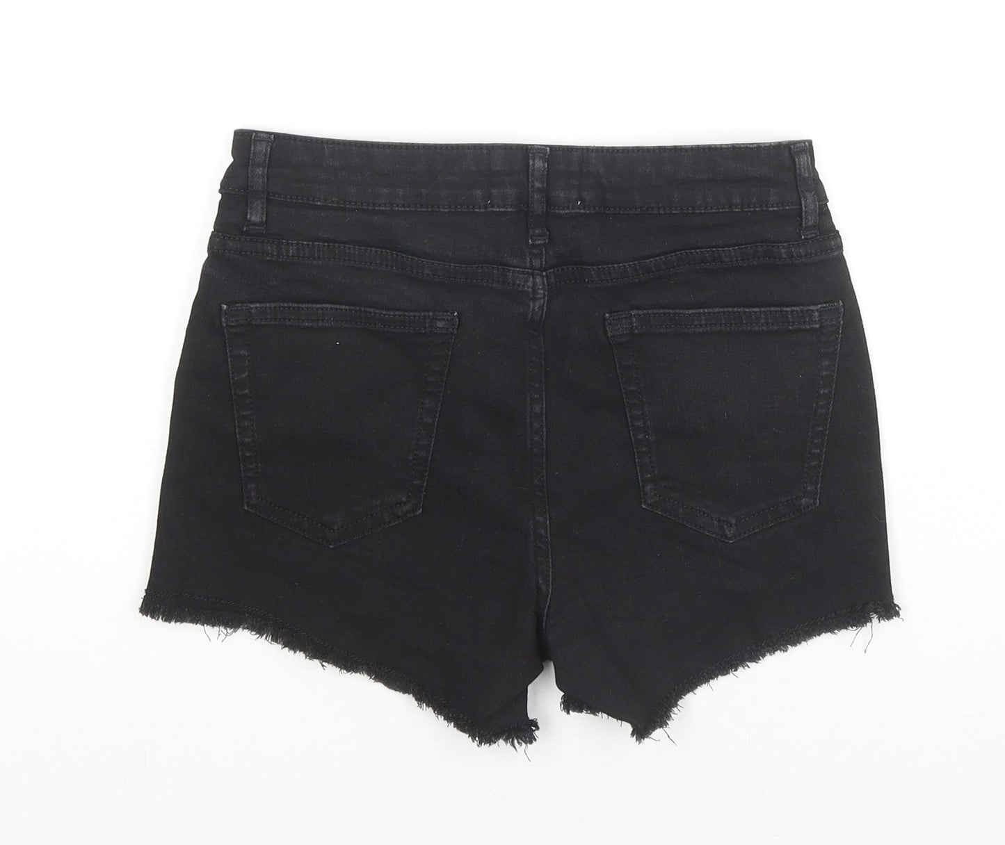 Miss Selfridge Womens Black Cotton Hot Pants Shorts Size 8 L3 in Regular Zip