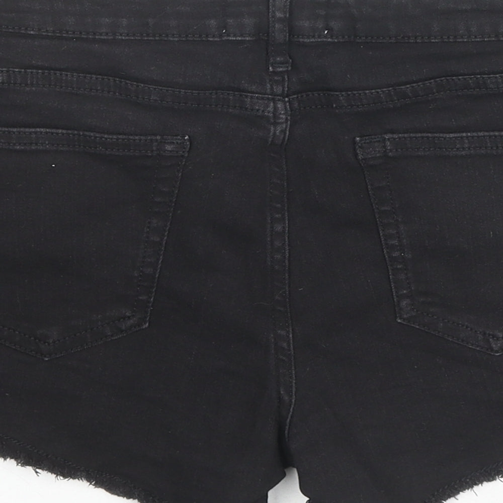 Miss Selfridge Womens Black Cotton Hot Pants Shorts Size 8 L3 in Regular Zip