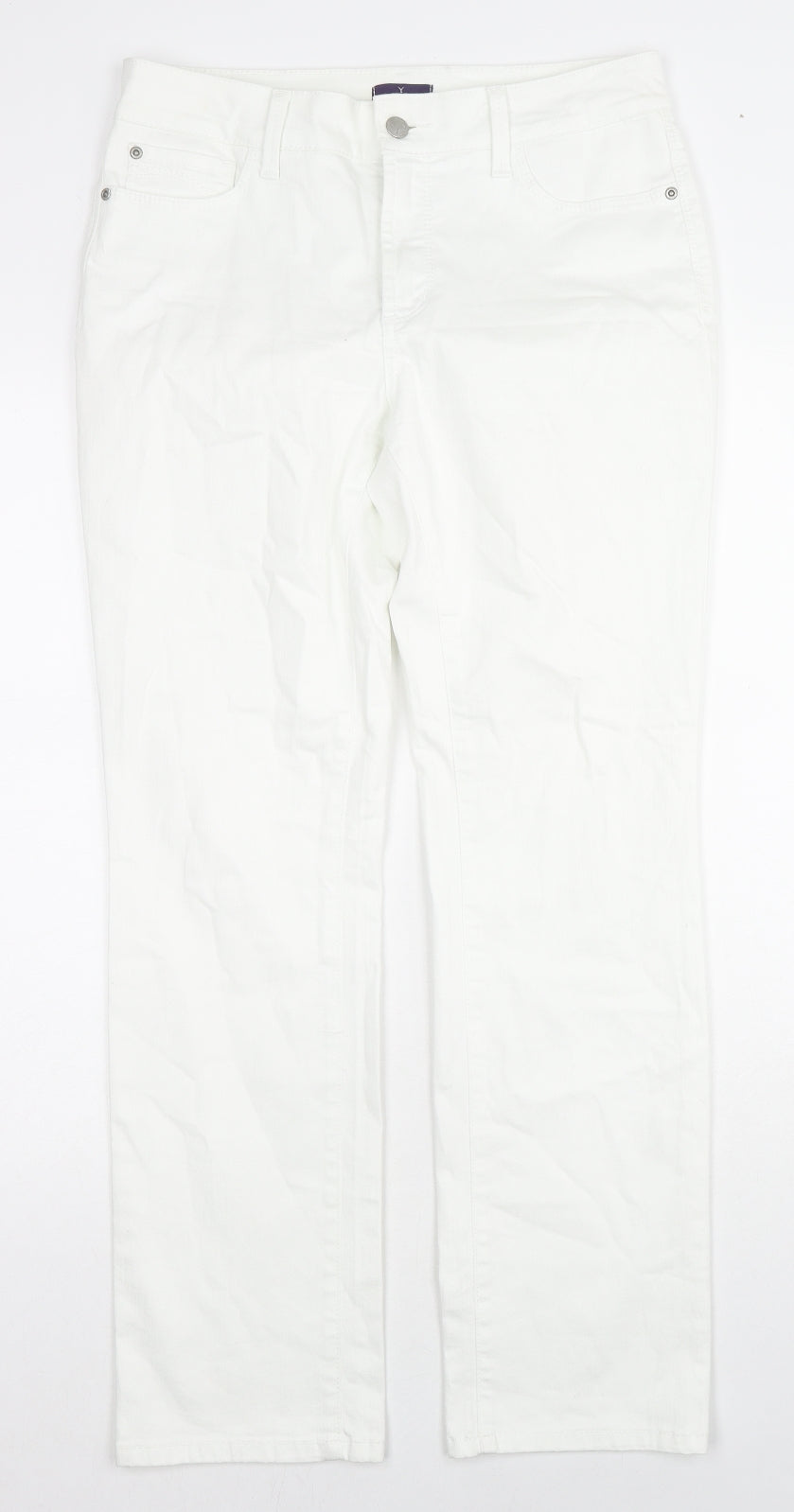 NDYJ Womens White Cotton Skinny Jeans Size 12 L30 in Regular Zip