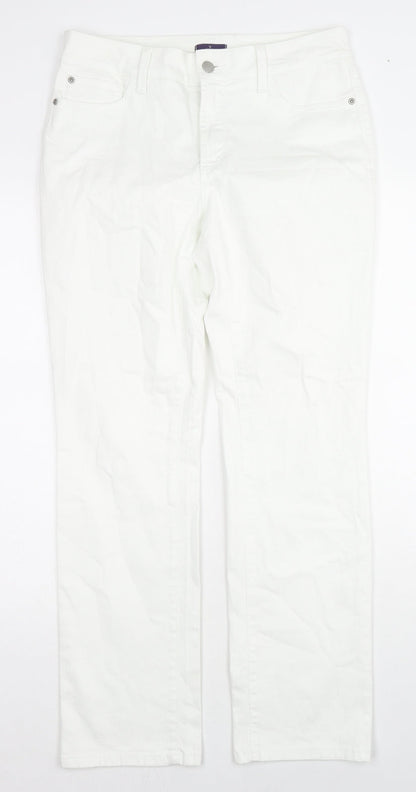 NDYJ Womens White Cotton Skinny Jeans Size 12 L30 in Regular Zip