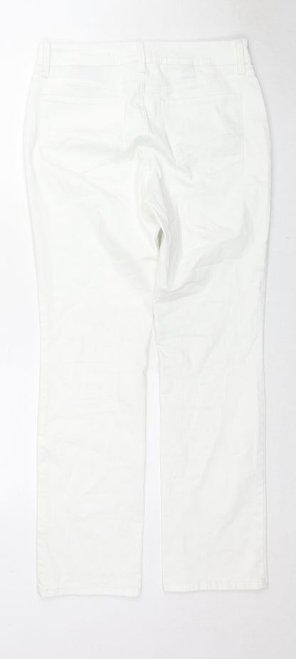 NDYJ Womens White Cotton Skinny Jeans Size 12 L30 in Regular Zip