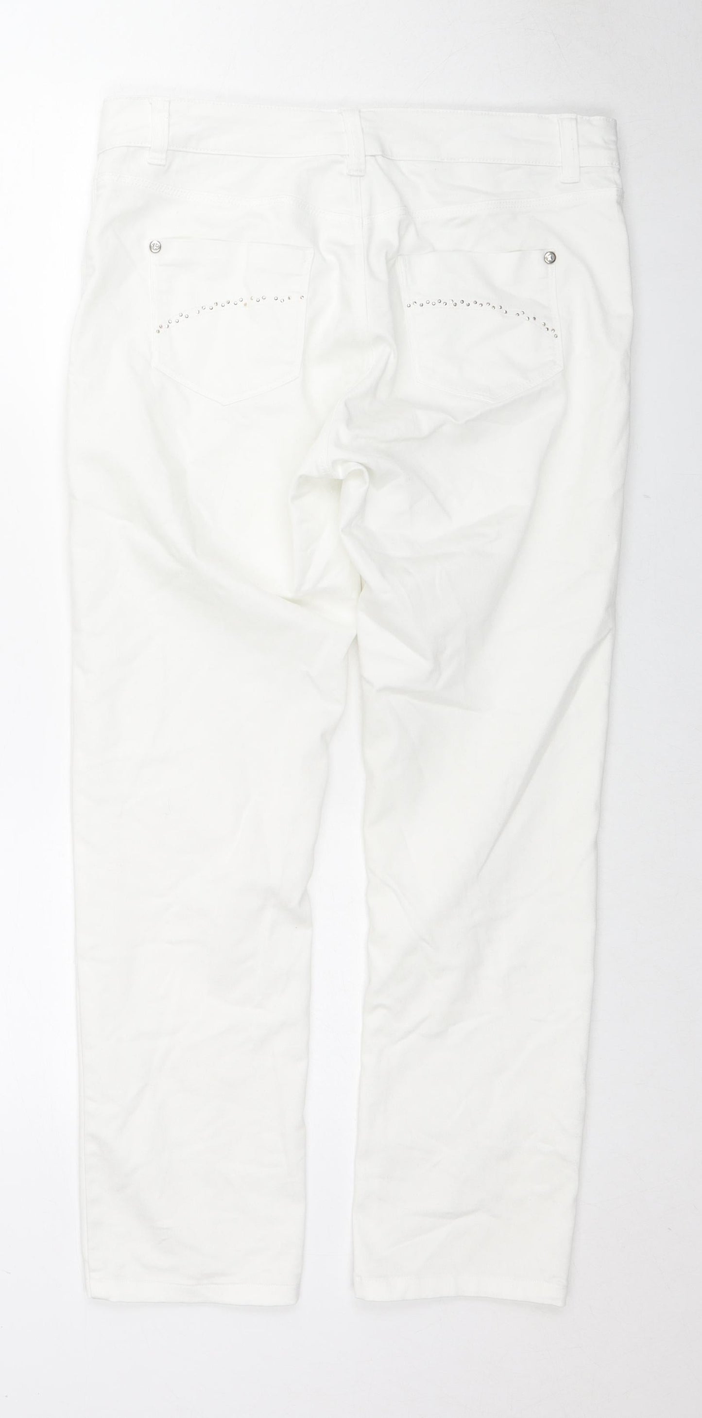 Woolworths Womens White Cotton Straight Jeans Size 36 in L27 in Regular Zip
