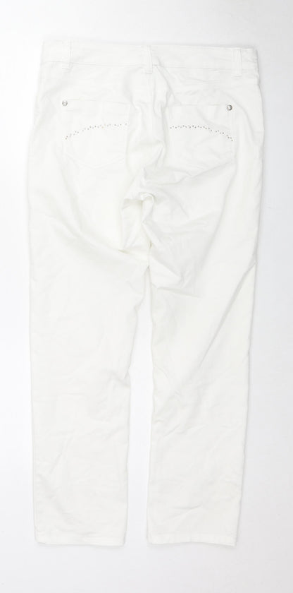 Woolworths Womens White Cotton Straight Jeans Size 36 in L27 in Regular Zip