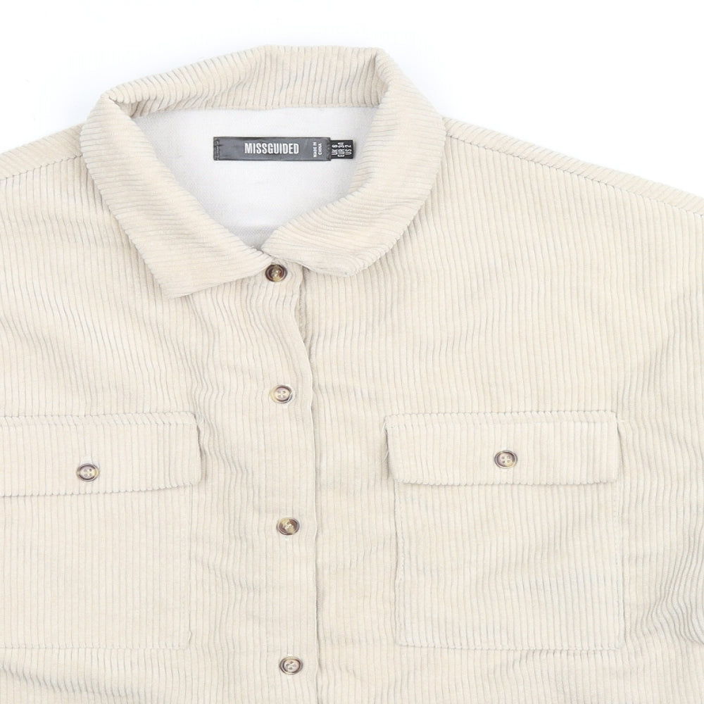 Missguided Womens Beige Jacket Size 6 Button