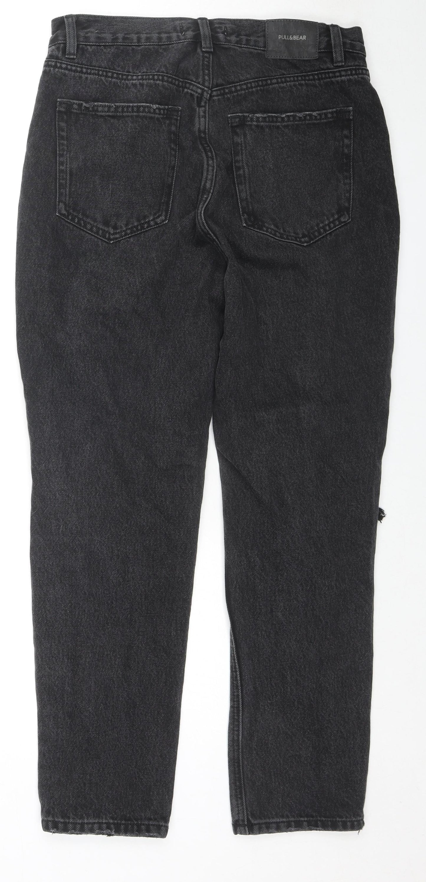 Pull&Bear Womens Black Cotton Straight Jeans Size 12 L27 in Regular Zip
