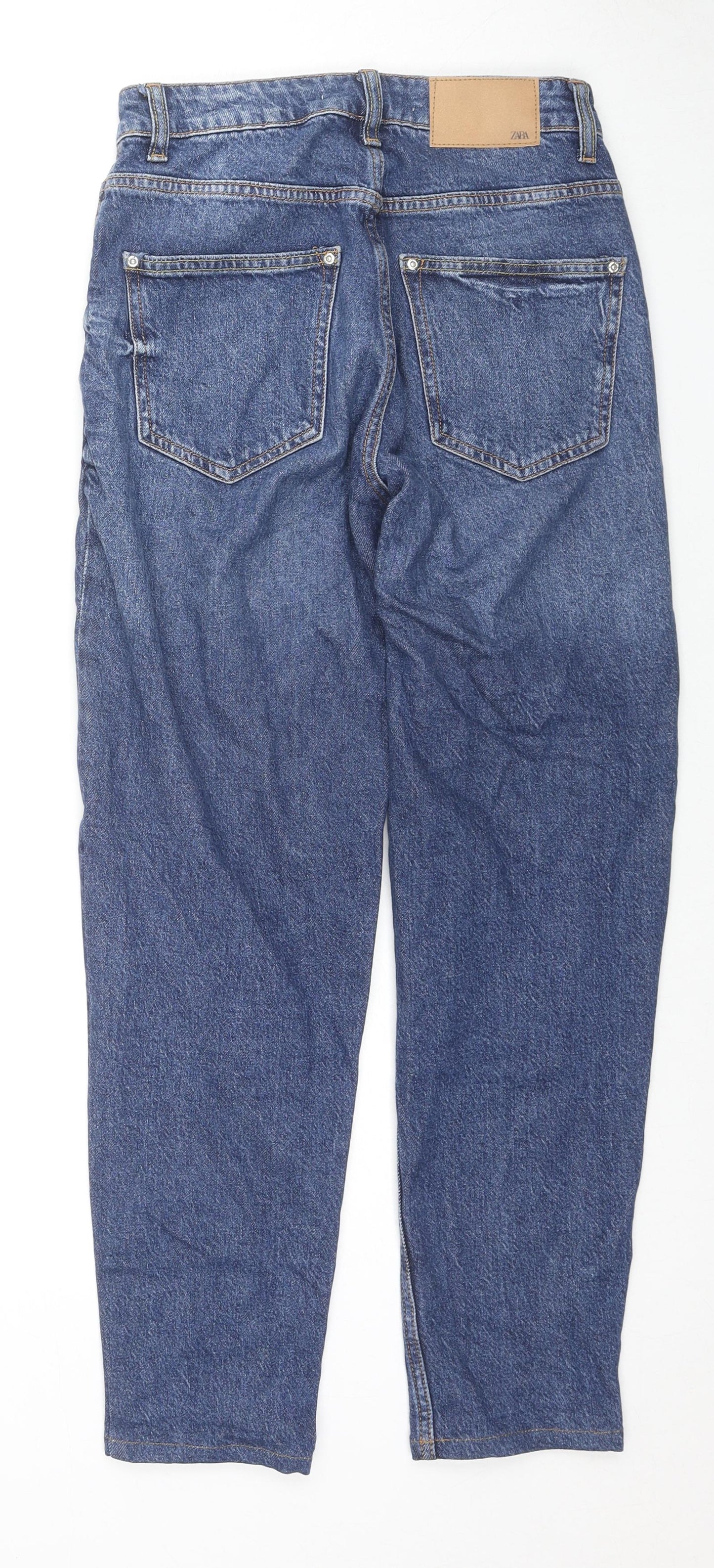 Zara Womens Blue Cotton Straight Jeans Size 36 in L26 in Regular Zip