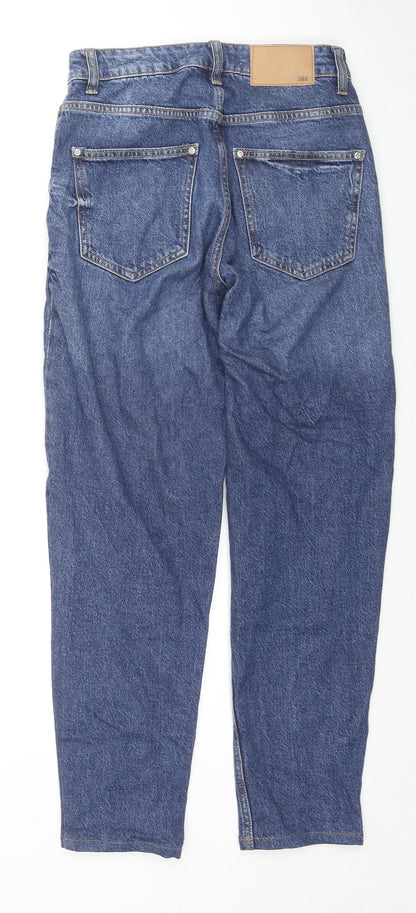 Zara Womens Blue Cotton Straight Jeans Size 36 in L26 in Regular Zip
