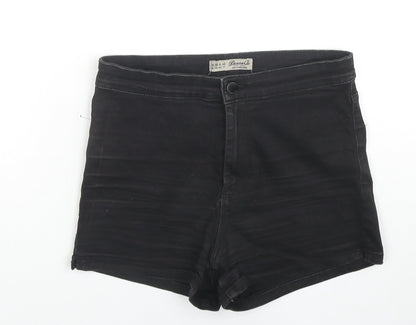 Denim & Co. Womens Black Cotton Hot Pants Shorts Size 10 L3 in Regular Zip