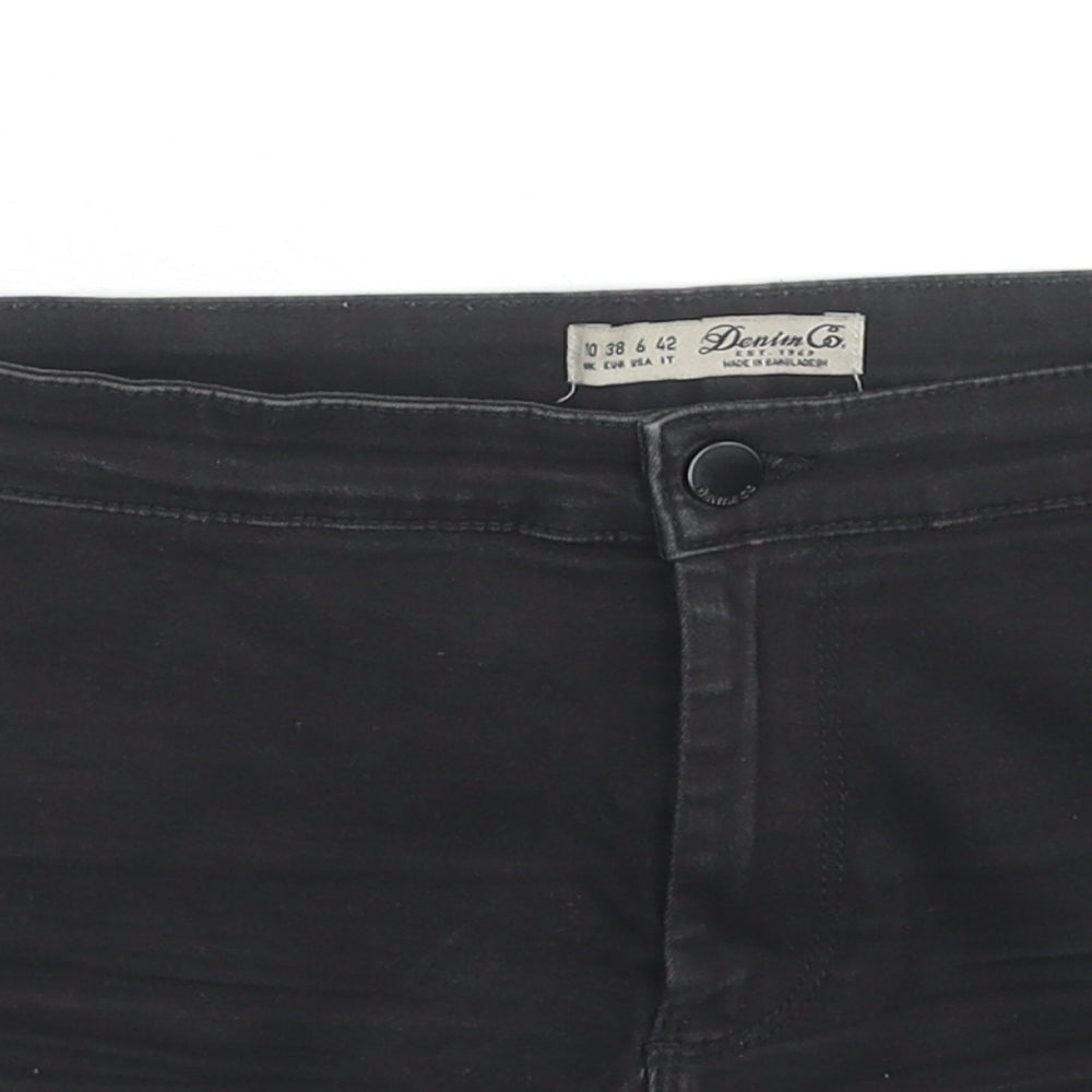 Denim & Co. Womens Black Cotton Hot Pants Shorts Size 10 L3 in Regular Zip