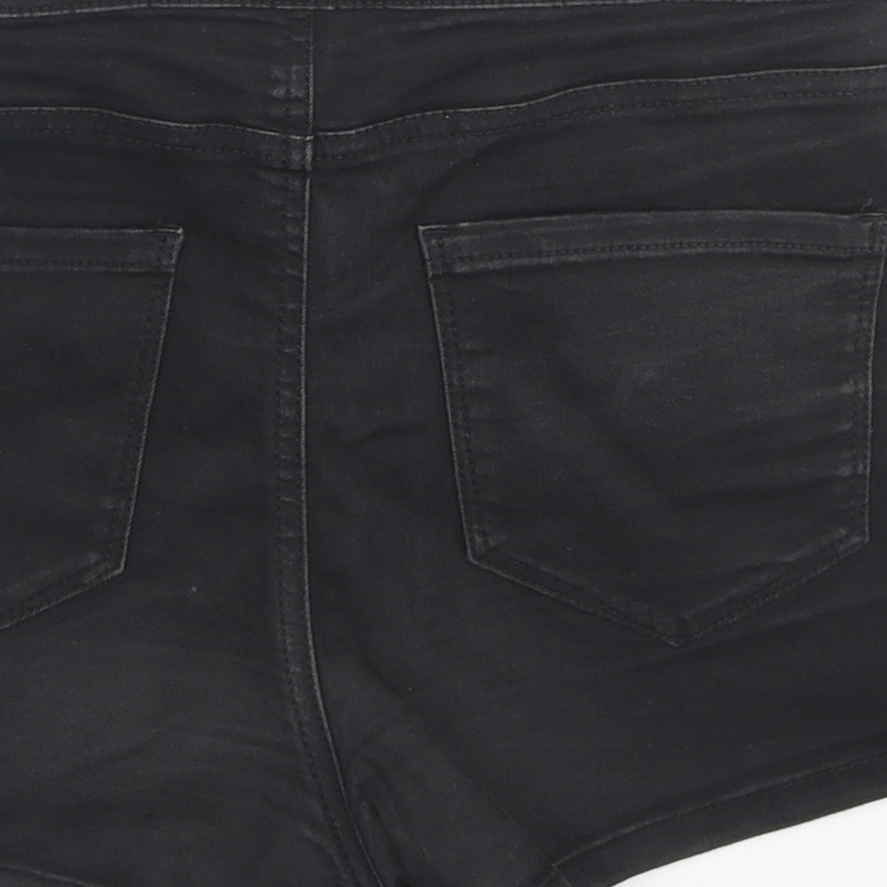 Denim & Co. Womens Black Cotton Hot Pants Shorts Size 10 L3 in Regular Zip