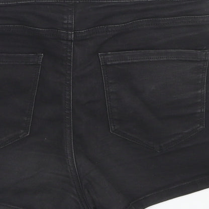 Denim & Co. Womens Black Cotton Hot Pants Shorts Size 10 L3 in Regular Zip