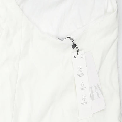 Zara Womens White Polyester Mini Size M Sweetheart Zip - Strapless