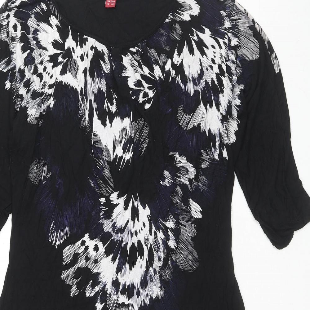 Monsoon Womens Black Floral Viscose A-Line Size 12 Round Neck Pullover