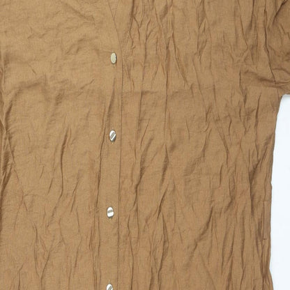 Zara Womens Brown Viscose Maxi Size 2XL Collared Button