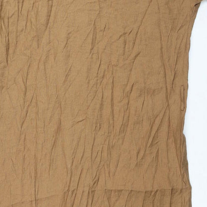 Zara Womens Brown Viscose Maxi Size 2XL Collared Button