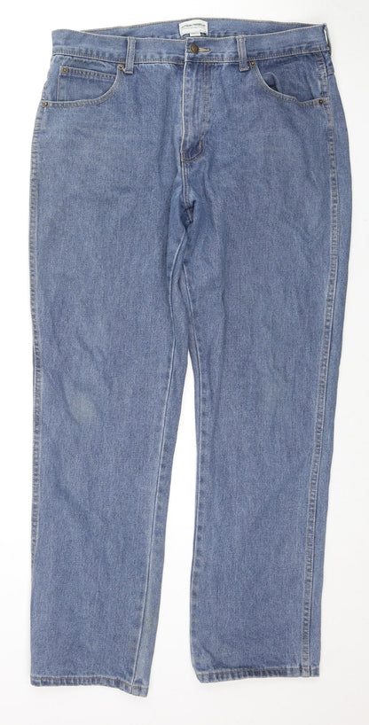 Hutson Harbour Mens Blue Cotton Straight Jeans Size 38 in L33 in Regular Zip