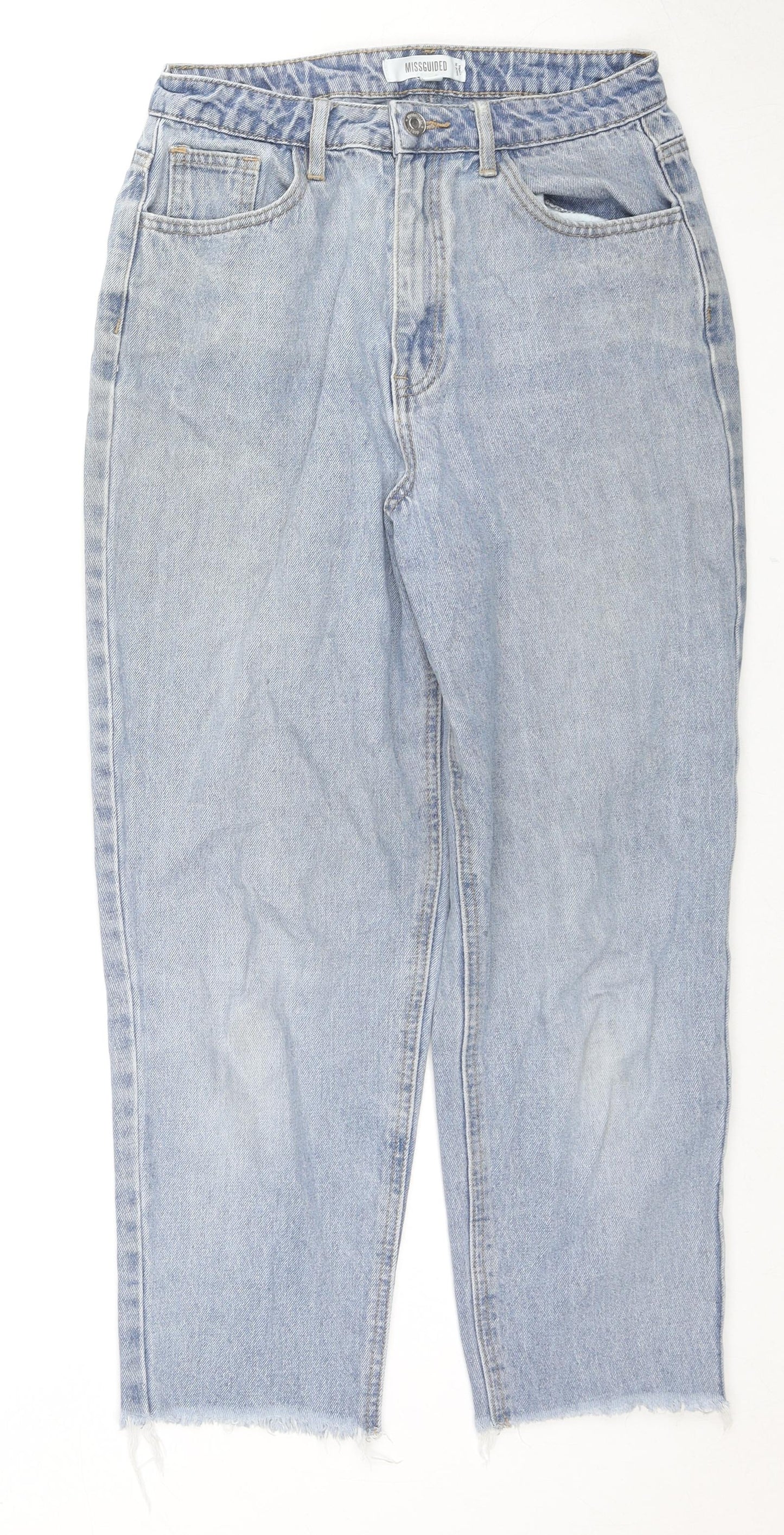 Missguided Womens Blue Cotton Straight Jeans Size 6 L23 in Regular Zip