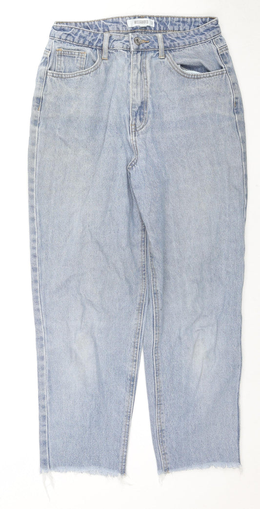 Missguided Womens Blue Cotton Straight Jeans Size 6 L23 in Regular Zip