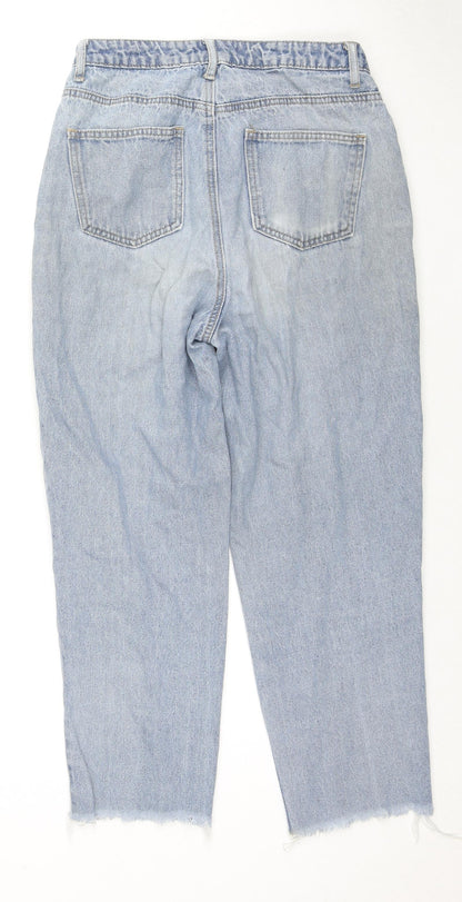 Missguided Womens Blue Cotton Straight Jeans Size 6 L23 in Regular Zip