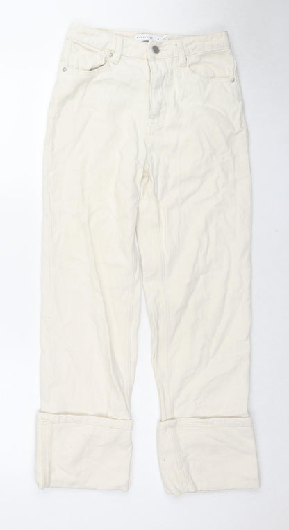 Womens UK Size 6 Warehouse Regular Fit Tapered Beige Jeans