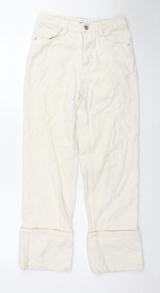 Womens UK Size 6 Warehouse Regular Fit Tapered Beige Jeans