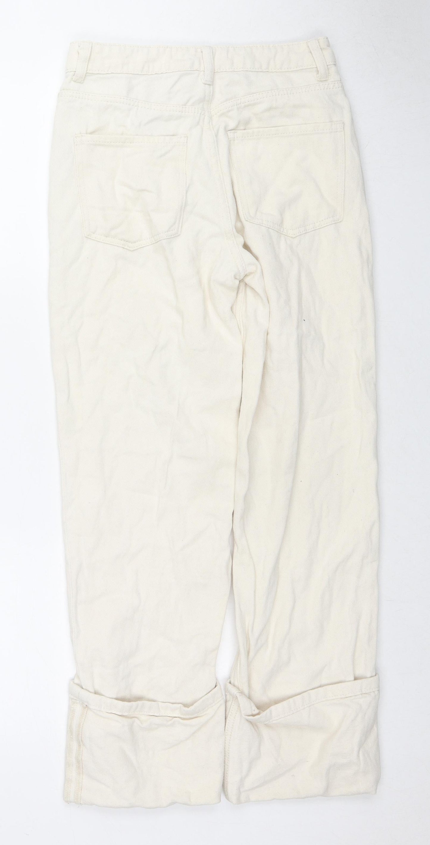 Womens UK Size 6 Warehouse Regular Fit Tapered Beige Jeans